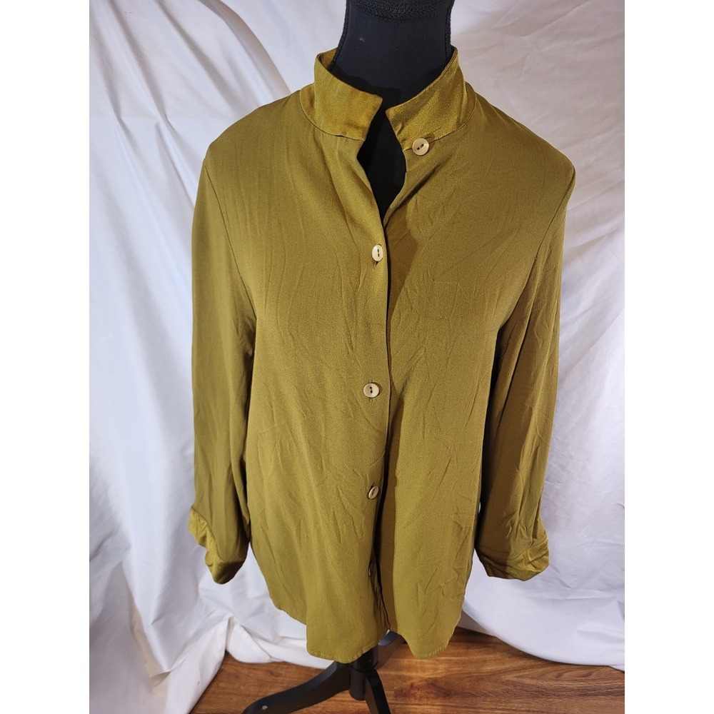 Peter Cohen Olive Green Size XL Womans Button Up Blouse